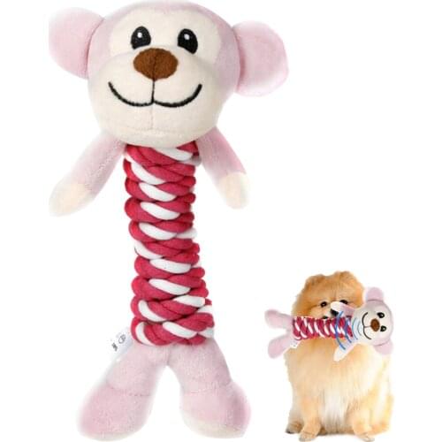 Cute Pet Dog Toys Chew Squeaker Animals Pet Toys Plush Bear With Rope Bite Resistant Plush Dog Chew Toy For Pet Dog