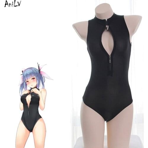 AniLV Japanese Anime Tight Leotard One-piece Swimsuit Costume Studnet Bodysuit Swimwear Pool party Cosplay