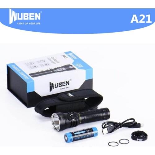 WUBEN A21 XHP70 LED Flashlight 4200Lumens Rechargeable 21700 battery with Fast, safe and strong power engine distance 222meters