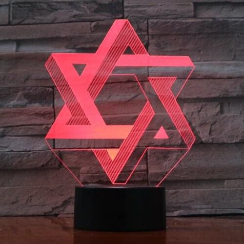 Creative 7 Colorful Gradients Atmosphere Visual 3D Geometry Hexagon LED Night Light USB Table Lamp Bedside Home Decor Drop Ship
