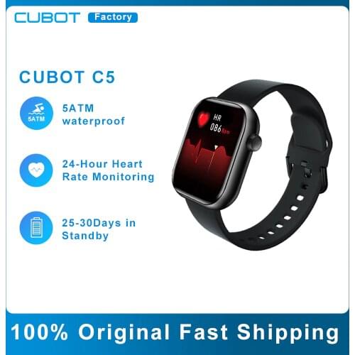 CUBOT C5 5ATM Waterproof Smart Watch Women Rose Gold 1.7" Full Touch Screen Android Heart Rate Monitor Step Counter Smartwatch
