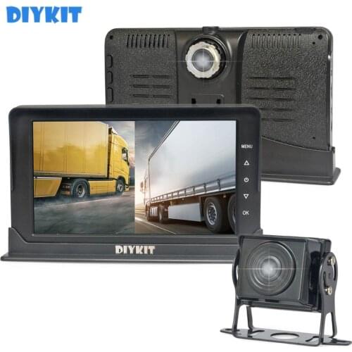 DIYKIT AHD IPS 1080P 7" Truck DVR Monitor Driving Recorder Dual Lens Front/Rear Dual Recording HD Night Vision Reversing Camera