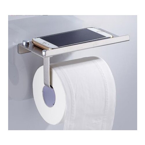 Vidric Bathroom Toilet Roll Paper Holder Stainless Steel Bathroom WC Paper Phone Holder Tissue Boxes with Storage Shelf Rack Wal