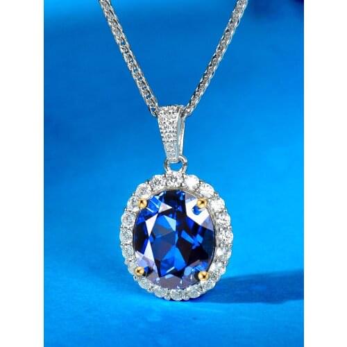 100% 925 Sterling Silver Jewelry Sapphire Zircon Gemstone pendant for Women, Female Engagement Gifts,Luxury Jewelry