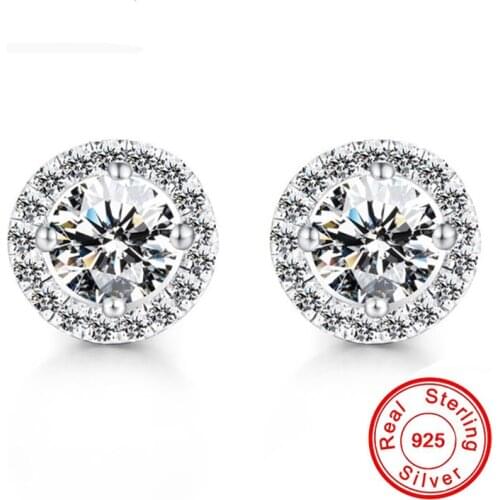 Statement Tennis Lady Stud Earrings Real 925 Sterling Silver AAAAA cz Party Wedding Earrings Jewelry For Women Bridal Jewelry