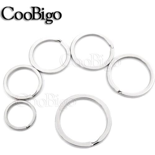 5pcs 6 Size 20mm~35mm Outer Diameter Plated Round Flat Key Rings Key Chain Holder Split O-Rings Silver Keyfob Accessories