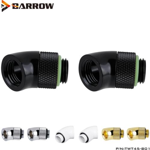 2PCS Barrow 45 Degree Rotary Fittings G1/4" Water Cooling Computer Adapter Gold Black White Silver G1/4'' ,TWT45-B01