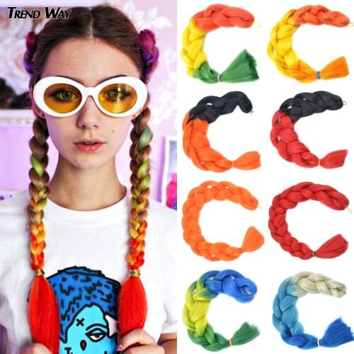 32’’42Inch Straight Ombre Jumbo Synthetic Crochet Braiding Hair Long Hair High Temperature Fiber Three Colors For Women For Kid