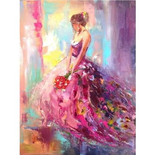 Abstract Embroidery Mosaic Craft Dress Women Diamond Painting Kits Crystal Picture Wall Paper Rhinestone Drawing Christmas Gift