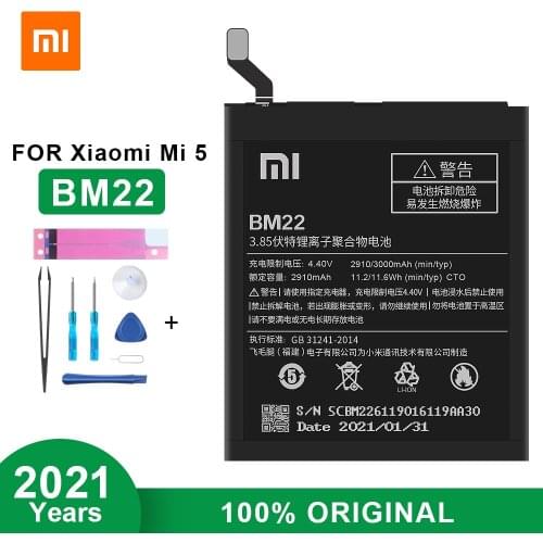 Original Xiaomi Phone Battery Xiaomi Mi 5 Mi5 M5 BM22 3000mAh High Quality Replacement Battery Free Tools