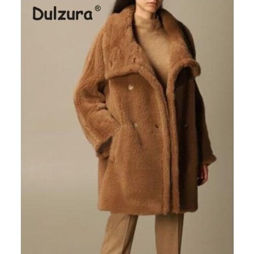 Brand Design Big Collar Teddy Bear Jacket Women Winter 2020 Thick Warm Fur Coat Oversized Overcoats Ladies Chic Street Outerwear