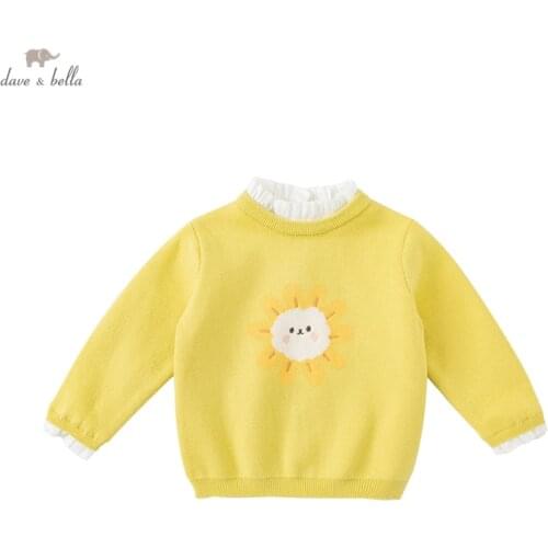 DBZ19324 dave bella autumn cute baby girls Christmas cartoon knitted sweater kids girl fashion toddler boutique tops