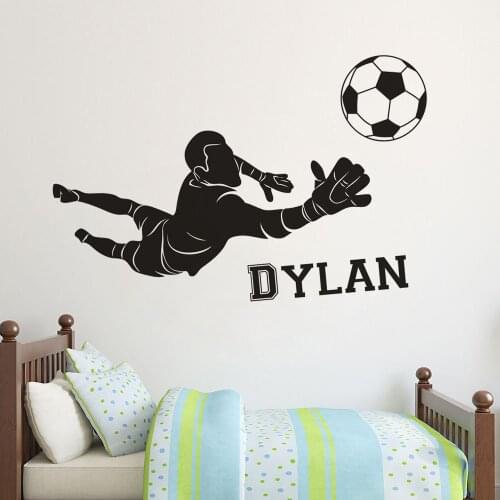 Football Goalkeeper Vinyl Wall Sticker Football Club Boys Room Decor Customized Name Wall Poster Soccer Sports Vinyl Decal P51