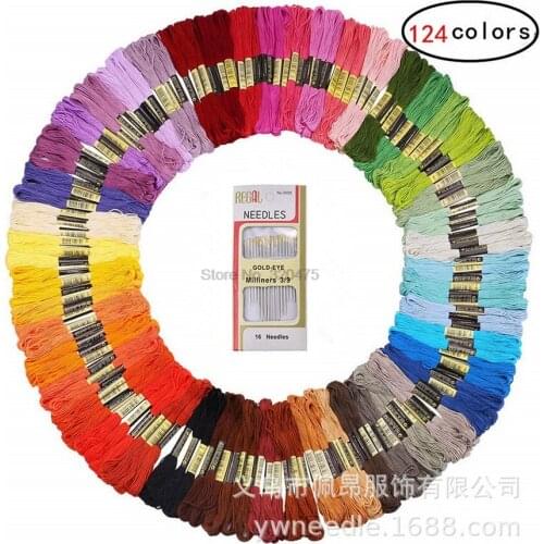 20set 124 Color Cross Stitch Embroidery Thread Hoop Kit Cross Stitch Cotton Skeins Floss Tool Sewing Set