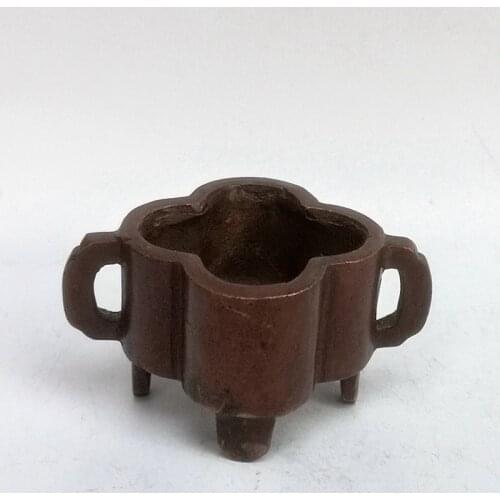 YIZHU CULTUER ART Collection Old China Bronze Carving Plum Flower Mouth Incense Burner Family Decoration