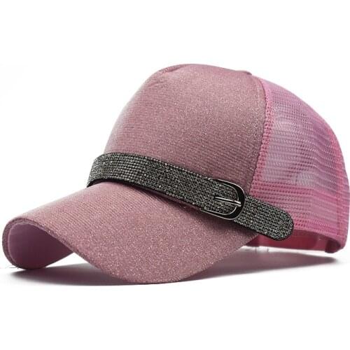 Baseball Cap Women Summer Sun Hip Hop Dad Hat Rhinestone Mesh Curved Bill Adjustable Outdoor Accessory