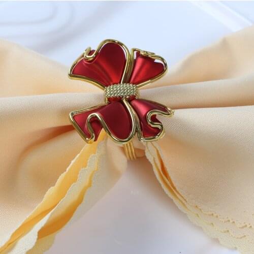 Wholesale China Wind exquisite fashion peony napkin buckle napkin ring for wedding party red napkin holder