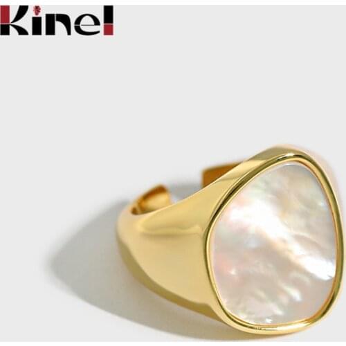 Kinel 2020 New Personality Vintage Trendy Shell Simple Geometric Square Silver 925 Ring For Women Party Jewelry Gifts