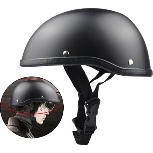 Summer German Style Motorcycle Half Face Helmet Head Protector Cruiser Biker Matte Black