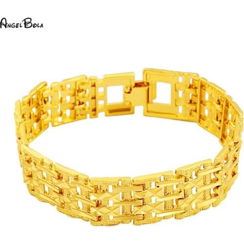 Hot Selling Fashion Gold-plated Bracelet Domineering Boss Chain Bracelet Classic Car Flower Hollow Mens Bracelet Luxury Jewelry