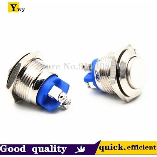 16mm metal button switch, high flat head, waterproof, jog automatic reset, screw foot, one normally open, silver point