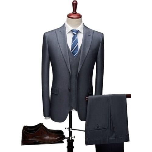 New Arrivals Men Suits Slim Fit 3 Piece Double Breasted Prom Tuxedos Casual Business Jacket Blazer+Pants for Wedding 2021