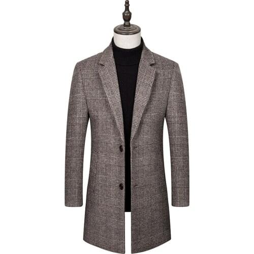 2021 New Wool & Blends Coat Men Autumn Winter Long Trench Coat Business Casual Thick Woolen Jacket Men Overcoats Brand Cloth