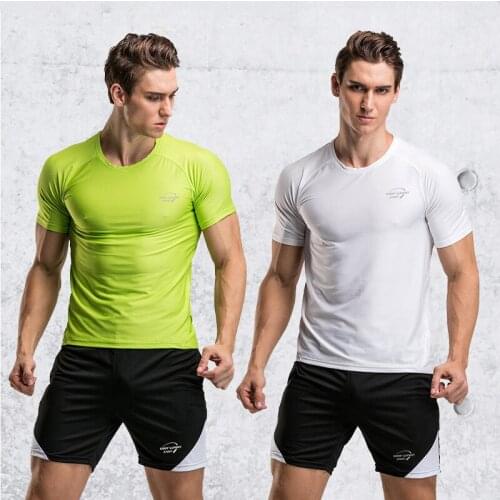 Mens Running Set Sportswear Jogging Training Shirt Shorts Tracksuits Football Jersery Quick Dry Gym Workout Fitness Sport Suit