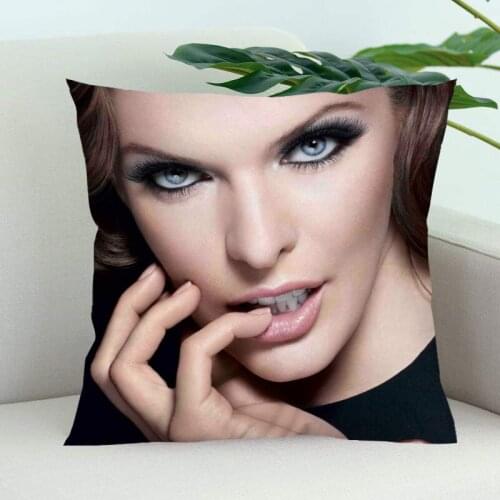 Milla Jovovich Pillow Cover Bedroom Home Office Decorative Pillowcase Square Zipper Pillow Cases Satin Soft