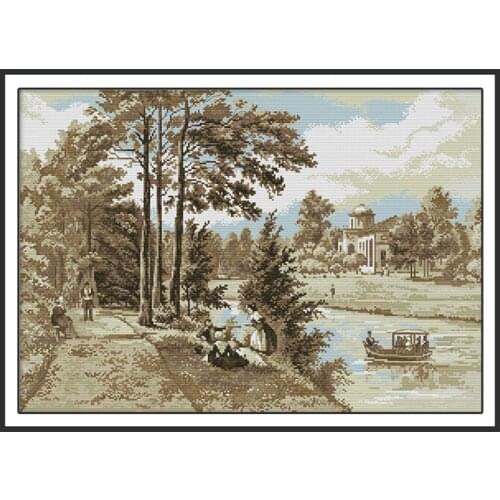 The River on A Boat DIY Embroidery Needlework Sets Cross Stitch Kits Home Decor Needlepoint Counted Dmc 14ct 11CT Cross Stitch