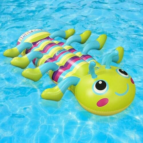 Inflatable Caterpillar Swimming Ring Float Water Mattress Bed Beach Pool Party Rider Float Toys With Handles Summer Outdoor Fun