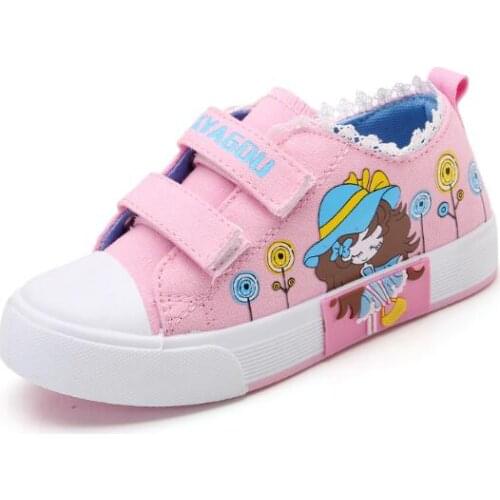2018 new childrens canvas shoes girls breathable shoes cartoon low cut casual shoes kids shoes for girl