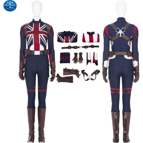 Manluyunxiao 2021 New What If Cosplay Peggy Carter Cosplay Costume Outfits Uniform Halloween Carnival Suit Halloween Costume