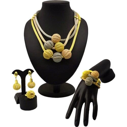 New design gold fine jewelry sets big jewelry sets wedding necklace jewelry sets african beads jewelry set
