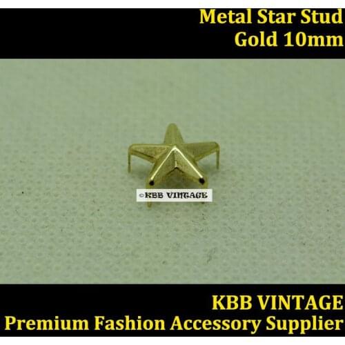Wholesale Punk DIY Metal Star Stud 10mm in Gold with 5 Prong Claws for Leather Craft/Bag/Shoe/Clothing/Jacket