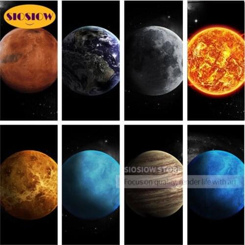 Planet DIY 5D Diamond Painting Earth Sun Moon Daimond Embroidery Full Square Drill 3D Dimond Mosaic Rhinestone Decorations Home