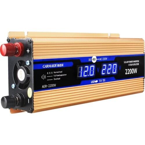 Portable Car Solar Multifunctional DC/AC Power Inverter 12V 24V 48V 60V To AC 220V 500W 1200W 1600W 2200W USB Power Converter