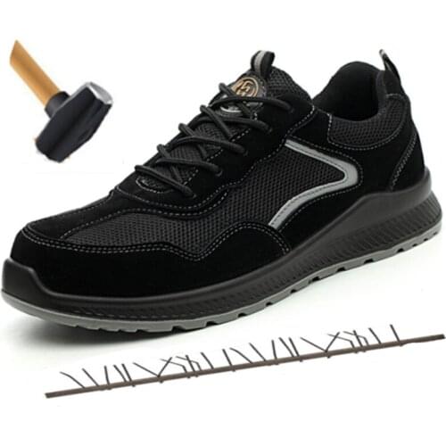 35-46 Plus Size Unisex Work Shoes Genuine Leather Steel Toe Cap Safety Shoes Sneakers Breathable Indestructible Protection Boots