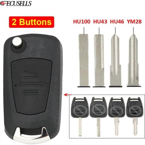2 Button Folding Flip Remote Car Key Shell Case for Opel Astra H Corsa D Vectra C Zafira HU43 YM28 HU46 HU100 Uncut Blade