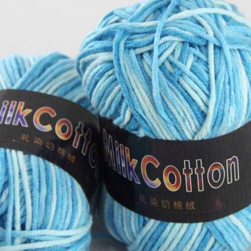 Sale 2ballsx50g Soft Cotton Baby New Hand-Dyed Wool Socks Scarf Knitting Yarn 2075-04-2 blue