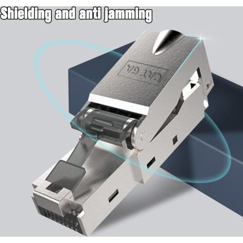 Connector Plugs Ftp RJ45 Cat 7/Cat6A/Cat8 Network Cable Connector Through Modular Pass Shielded Plugs Tool-Free Z6Z9