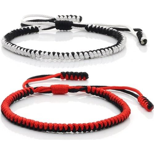 Adjustable Braided Rope Bracelets Tibetan Buddhist Lucky Charm Thread Bangles Women Men Handmade Knots Rope Buddha Bracelet