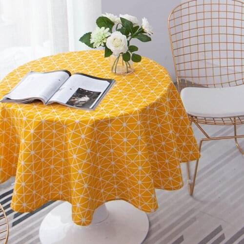Geometry Print Table cloth Round Cotton Linen Dining Table Cover Nappe De Table For Room Decor Aesthetic