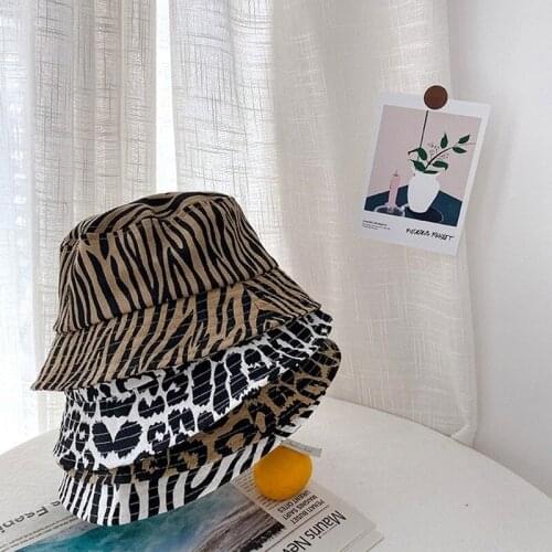 Summer kids children fashion leopard print sun hats Boys and girls travel vacation bucket hat