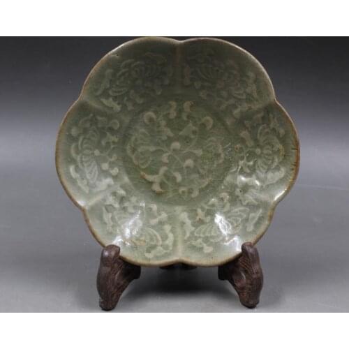 Antique Old Chinese porcelain plate,Yaozhou Kiln small dish,home Decoration, collection & adornment,Free shipping