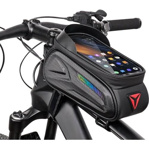 Bicycle Top Tube Bag EVA Waterproof Bike Beam Bag with Reflective Strip Bicycle Frame Pouch Cycling Bag for Mountain Road Bike