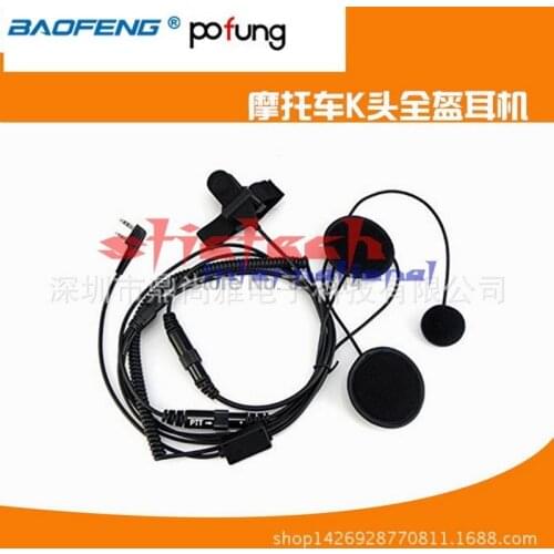 By dhl or ems 10pcs Full Face Motorcycle Helmet Headset Earpiece for Two Way Radio Baofeng Walkie Talkie UV-5R BF-888S UV-B5