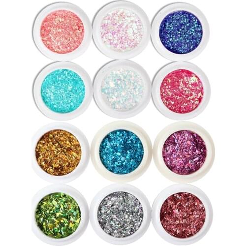 6 Boxes/set Holographic Nail Glitter Shell Flakes Mermaid Mirror Fragmentation Design Foil Pieces Sequins Nails Art Decoration