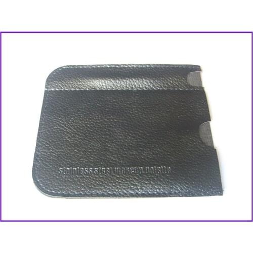 1X Mini Portable Stainless Iron Cosmetic Makeup Panel Palette Spatula Tool Set + Leather Sleeve For Mixing Lip Color Eye Shadow