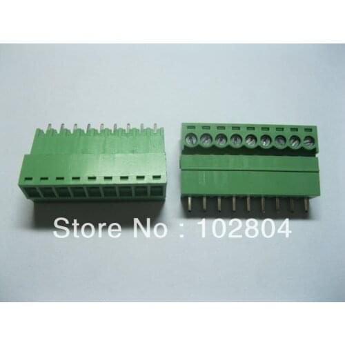 200 Pcs Per Lot 3.81mm 9 way/pin Screw Terminal Block Connector Green Pluggable Type HOT Sale HIGH Quality